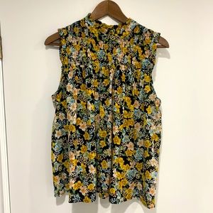 Dalia floral yellow and black blouse